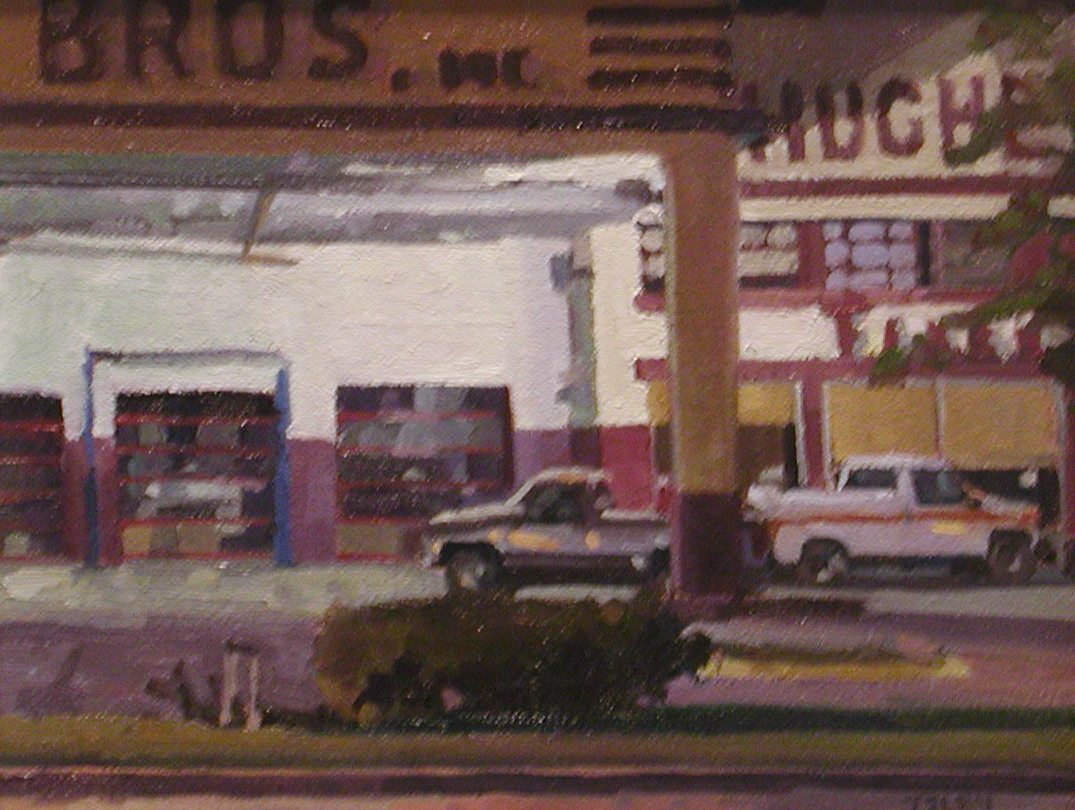 old service station at night